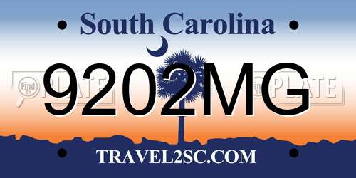 9202MG South Carolina License Plate