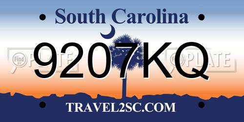 9207KQ South Carolina License Plate