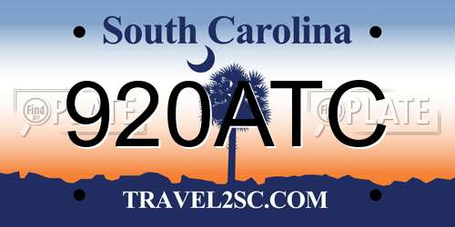 920ATC South Carolina License Plate