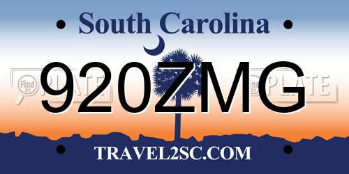 920ZMG South Carolina License Plate