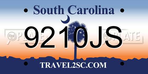 9210JS South Carolina License Plate