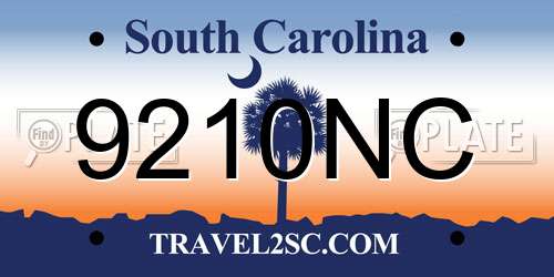 9210NC South Carolina License Plate