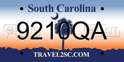 9210QA South Carolina License Plate