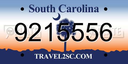 9215556 South Carolina License Plate