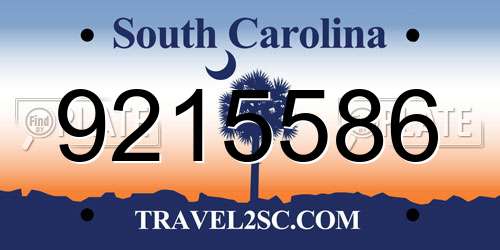 9215586 South Carolina License Plate