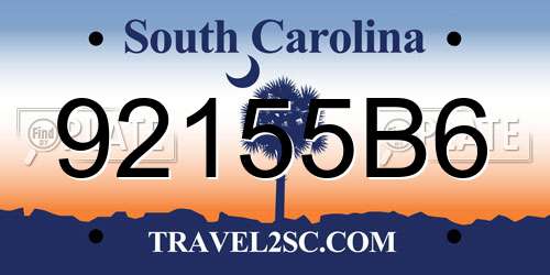92155B6 South Carolina License Plate