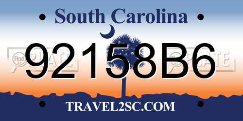 92158B6 South Carolina License Plate