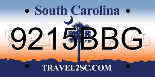 9215BBG South Carolina License Plate