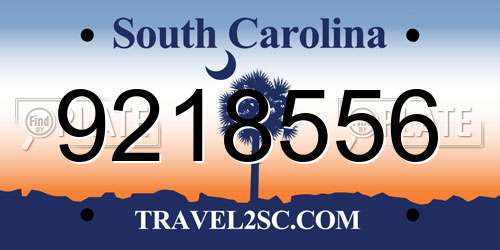 9218556 South Carolina License Plate