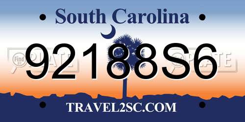 92188S6 South Carolina License Plate