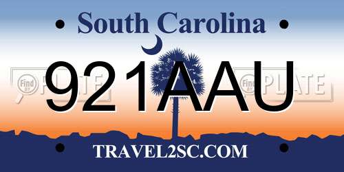 921AAU South Carolina License Plate