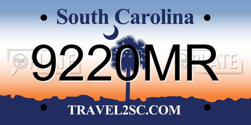 9220MR South Carolina License Plate