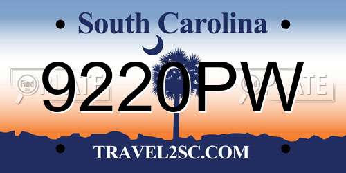 9220PW South Carolina License Plate