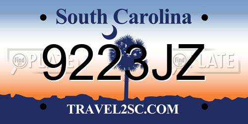 9223JZ South Carolina License Plate