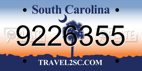 9226355 South Carolina License Plate