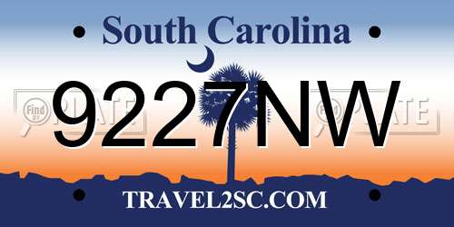 9227NW South Carolina License Plate
