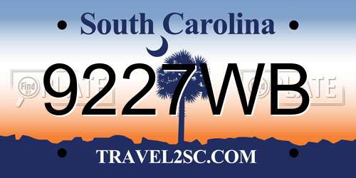 9227WB South Carolina License Plate