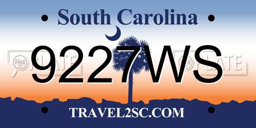 9227WS South Carolina License Plate