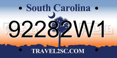 92282W1 South Carolina License Plate