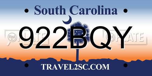 922BQY South Carolina License Plate