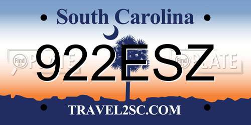 922ESZ South Carolina License Plate