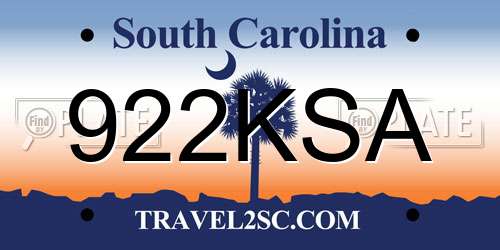 922KSA South Carolina License Plate