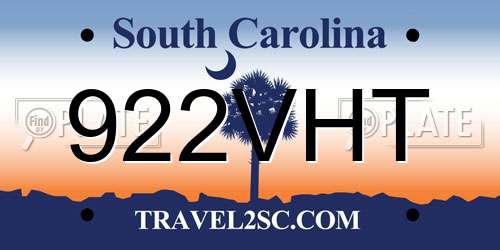 922VHT South Carolina License Plate