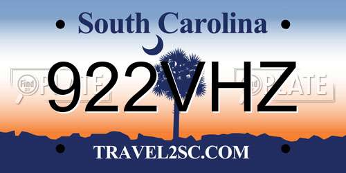 922VHZ South Carolina License Plate
