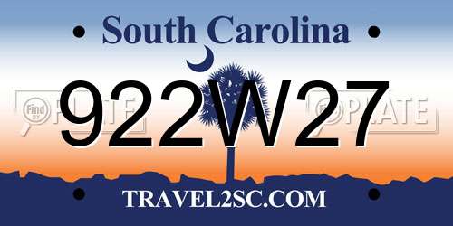 922W27 South Carolina License Plate