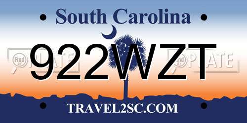 922WZT South Carolina License Plate