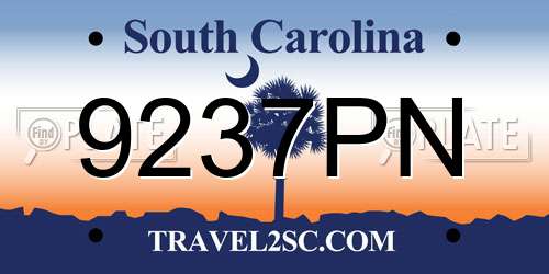 9237PN South Carolina License Plate