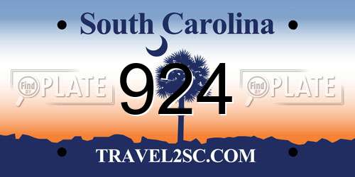 924 South Carolina License Plate