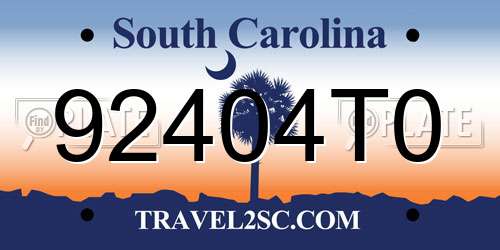 92404T0 South Carolina License Plate