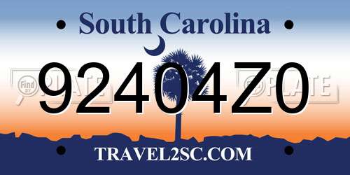 92404Z0 South Carolina License Plate
