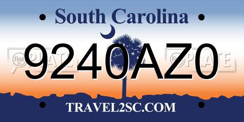 9240AZ0 South Carolina License Plate
