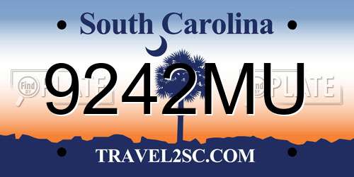 9242MU South Carolina License Plate