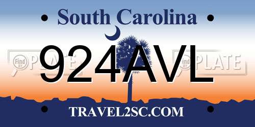 924AVL South Carolina License Plate