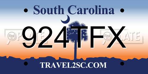 924TFX South Carolina License Plate