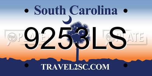 9253LS South Carolina License Plate