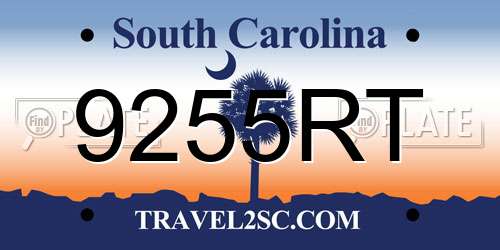 9255RT South Carolina License Plate