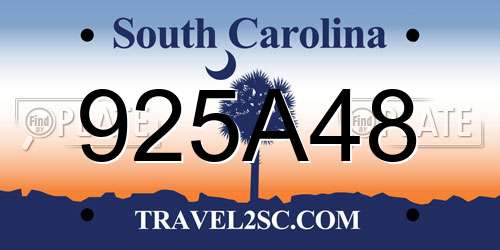 925A48 South Carolina License Plate