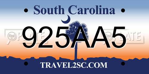 925AA5 South Carolina License Plate