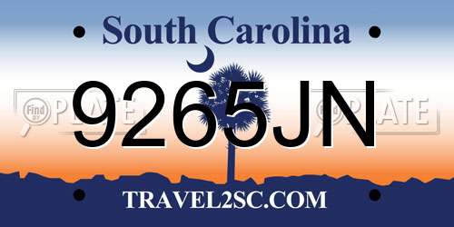 9265JN South Carolina License Plate