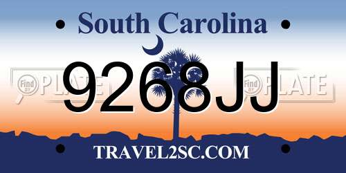 9268JJ South Carolina License Plate