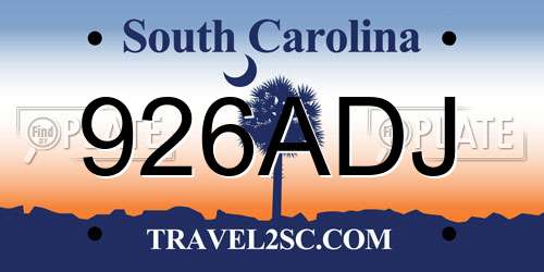 926ADJ South Carolina License Plate
