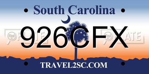 926CFX South Carolina License Plate