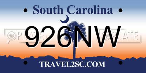 926NW South Carolina License Plate