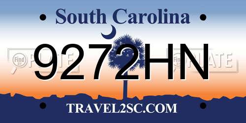9272HN South Carolina License Plate