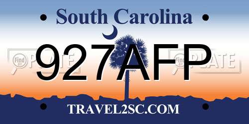 927AFP South Carolina License Plate