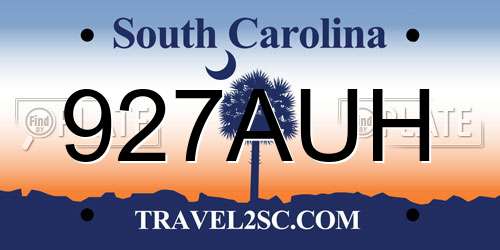 927AUH South Carolina License Plate